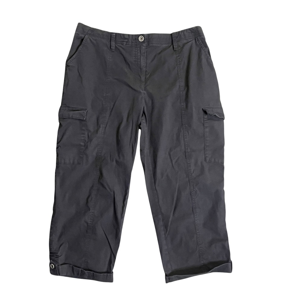 Chicos Cargo Crop Pants Women 1 US 8 Black Utility Gorpcore Capris Hiking Casual